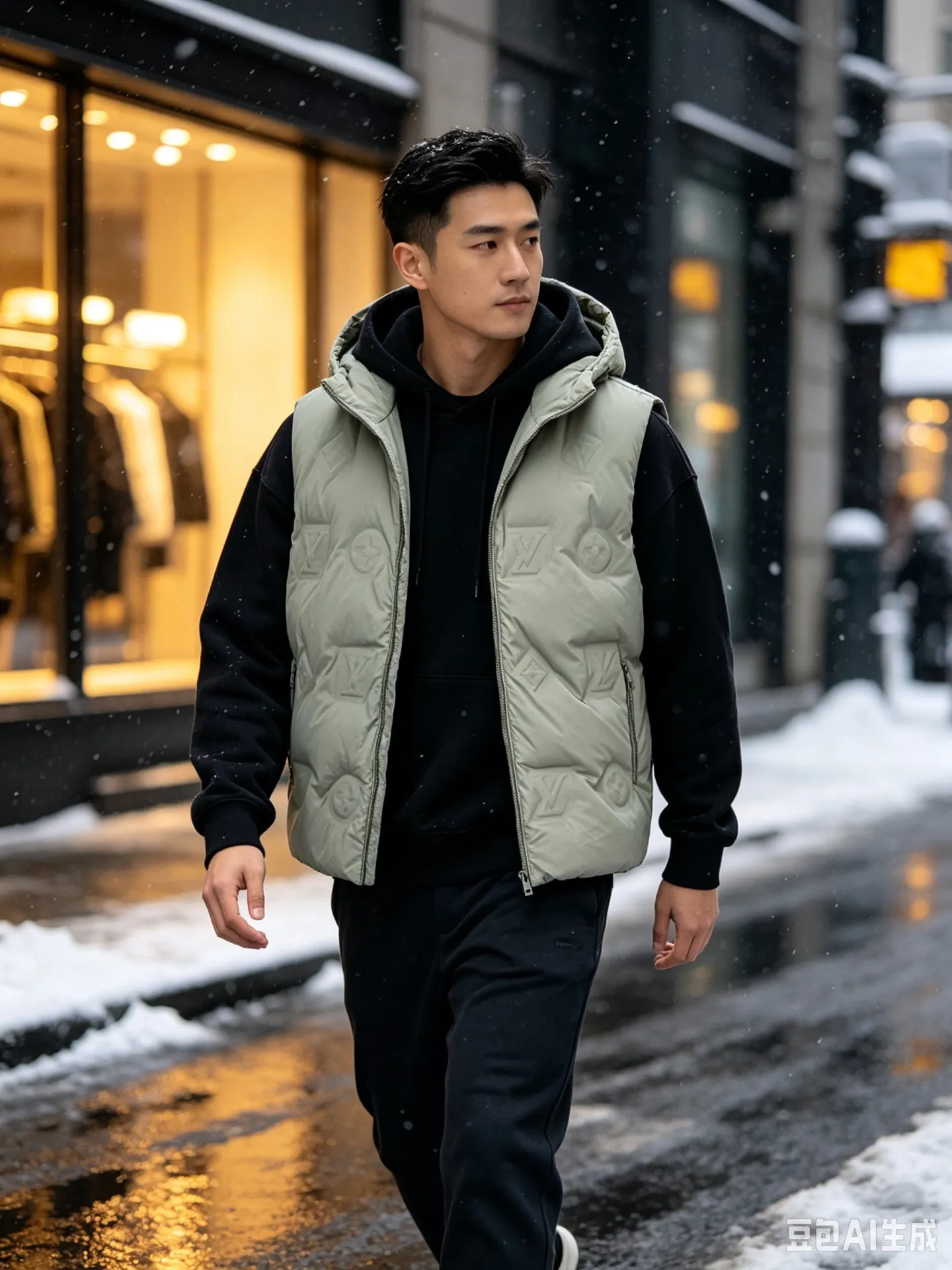 Louis Vuitton/Embossed Louis Vuitton Embossed Hooded Down Vest